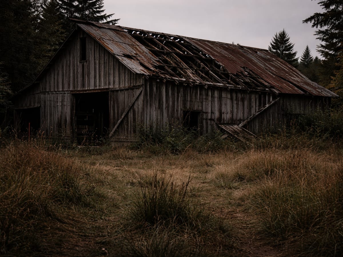 Búranie starej stodoly pred prácami — Nováky